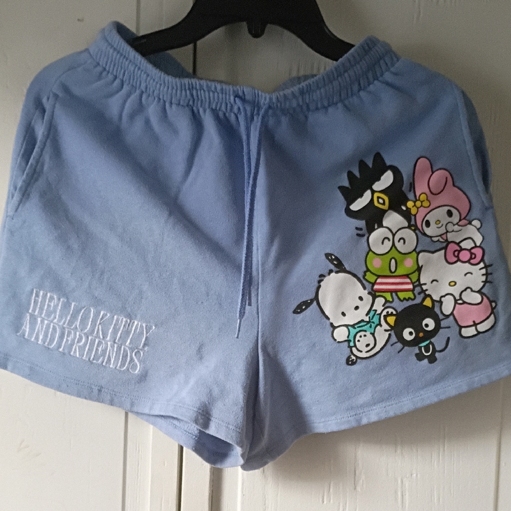 Sanrio Light Blue Women Shorts with Hello Kitty and Friends